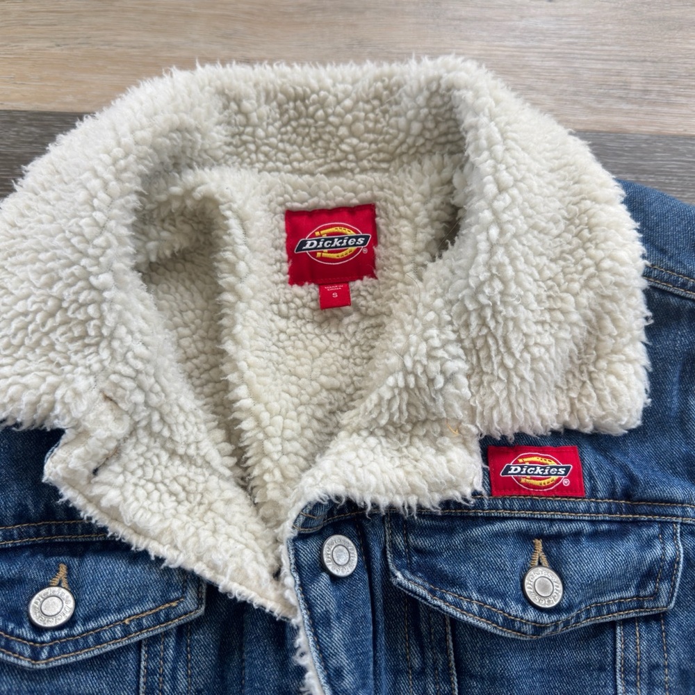 Dickies Denim Jacket with Cream Sherpa Collar